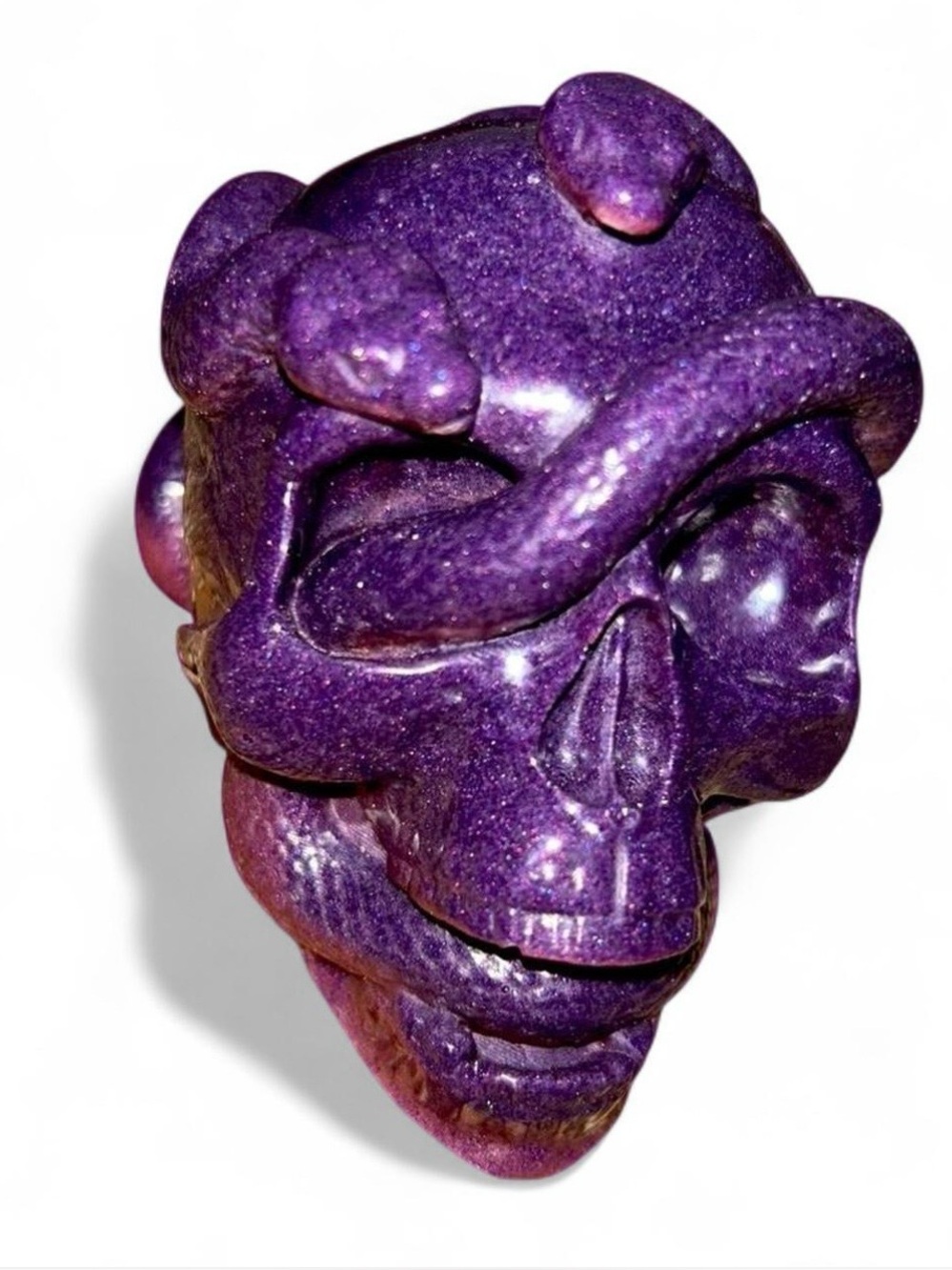 Purple Witchy Mystical Whimsy Handmade Resin Serpent Skull Decor